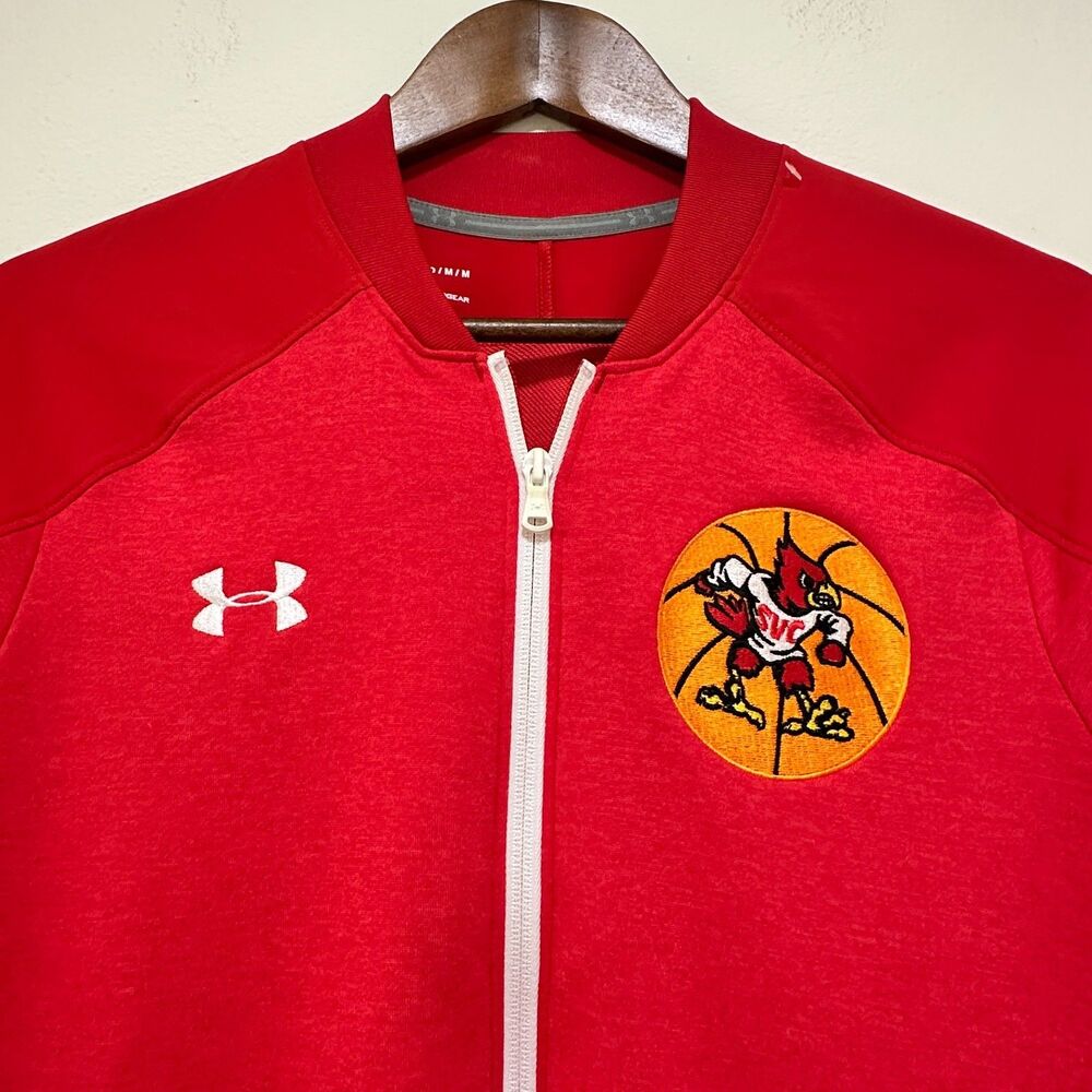 Under Armour Coldgear Jacket Mens M Red Zip Fleece Skagit Valley College SVC